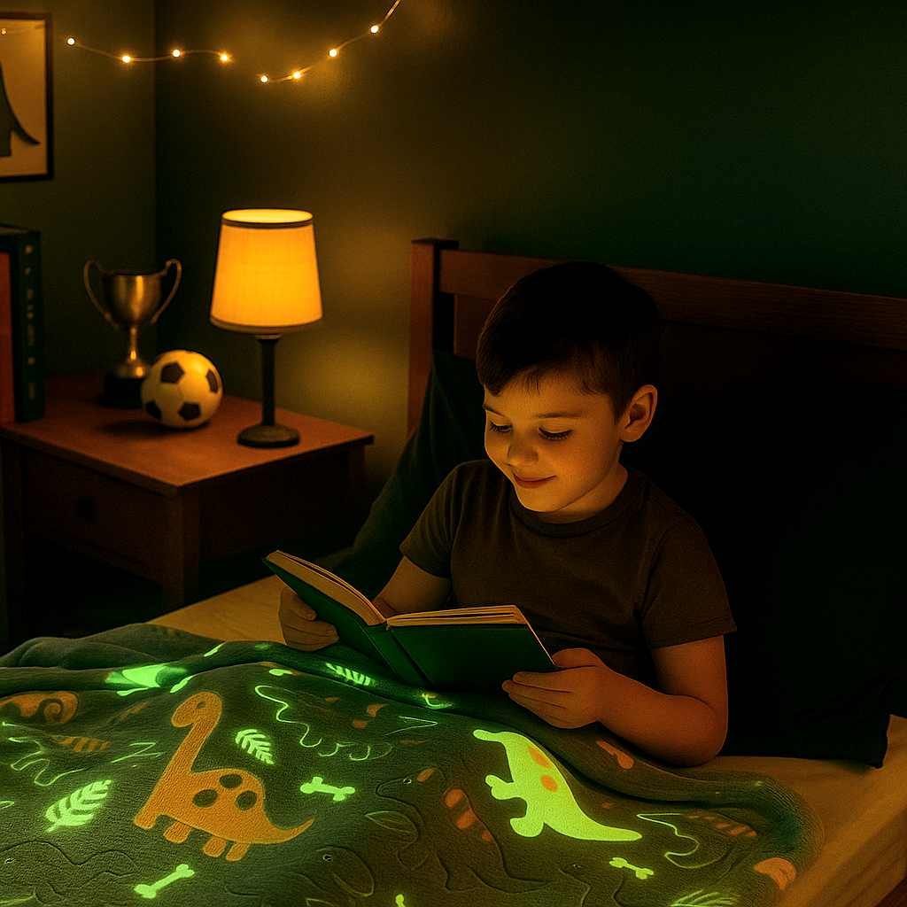 Glow In The Dark Dinosaur Blanket + FREE TORCH