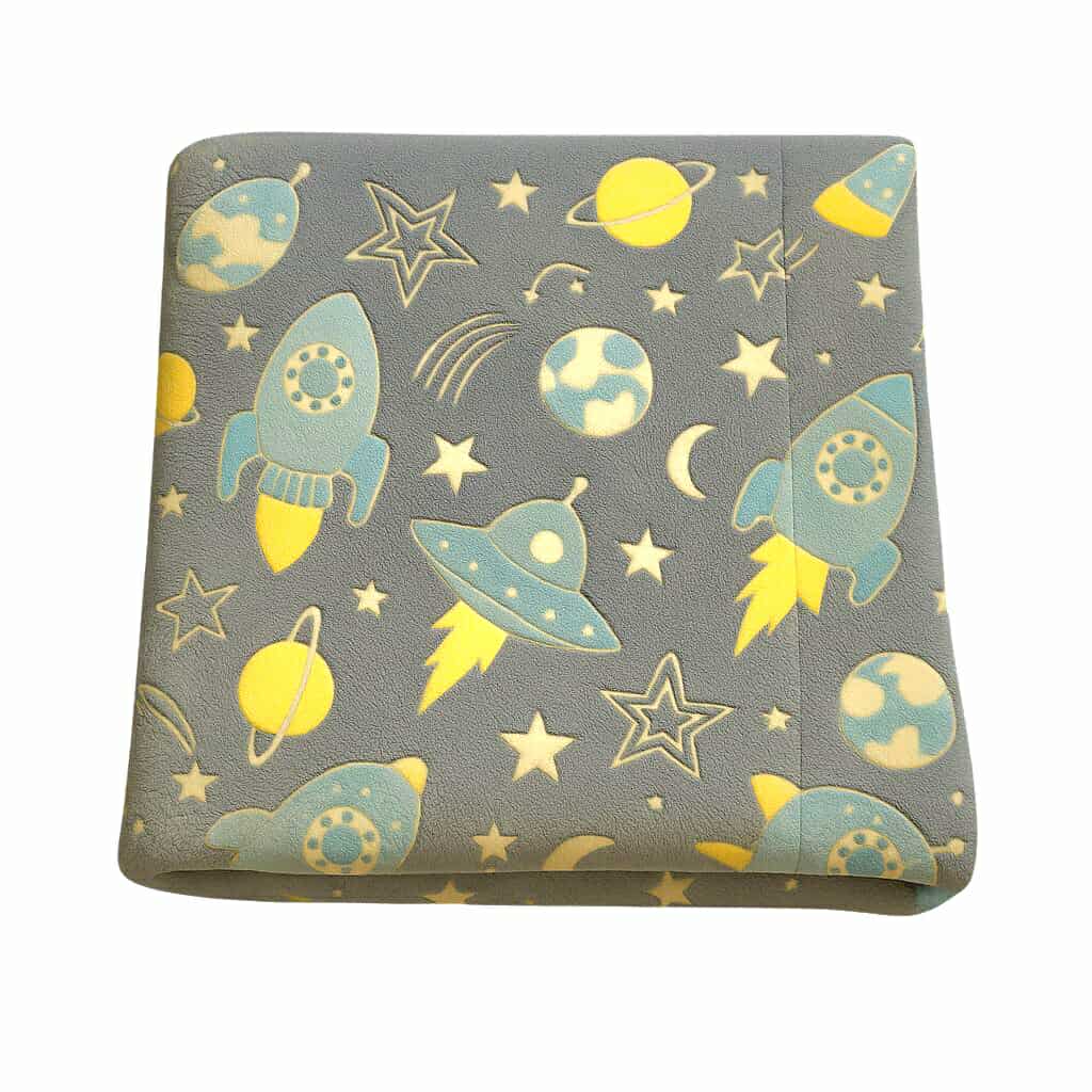 Glow In The Dark Grey Space Blanket Light Blue + FREE TORCH
