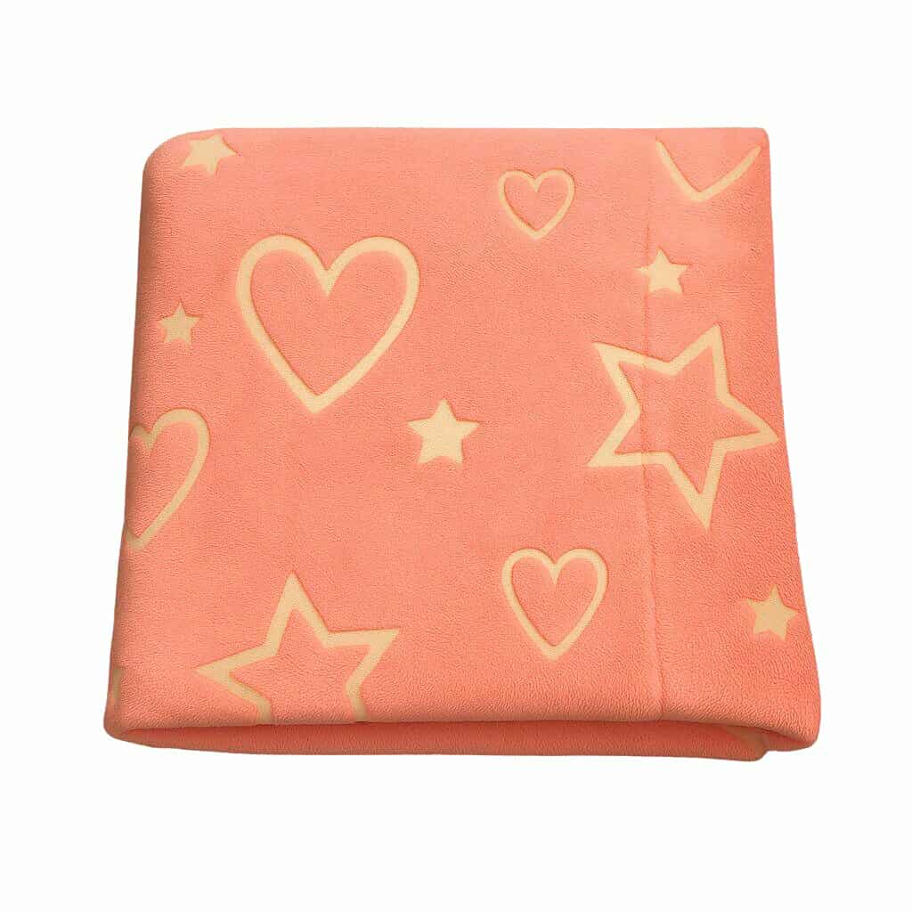 Glow In The Dark Pink Hearts Blanket + FREE TORCH