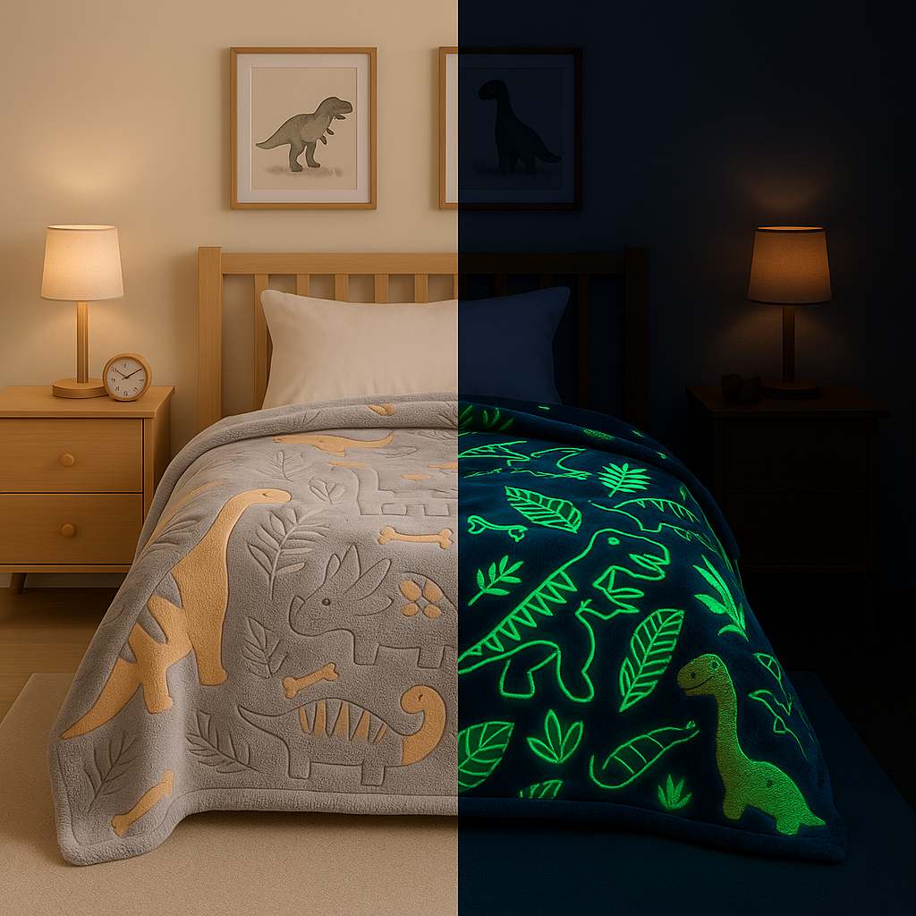 Glow In The Dark Dinosaur Blanket + FREE TORCH