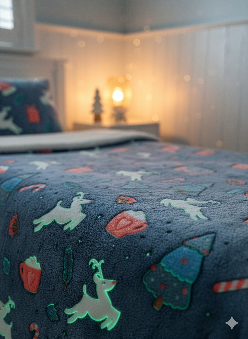 Glow In The Dark Blue Christmas Blanket + FREE TORCH