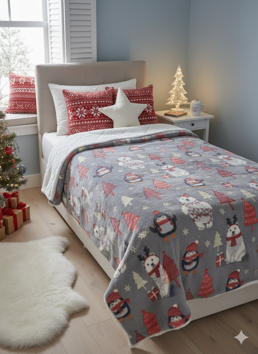 Glow In The Dark Silver Christmas Blanket + FREE TORCH