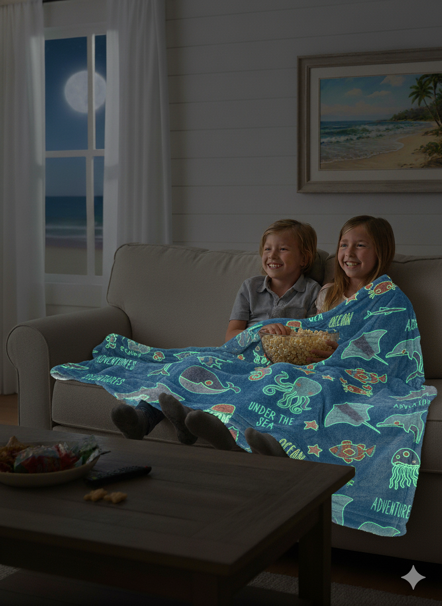 Glow In The Dark Ocean Blanket + FREE TORCH