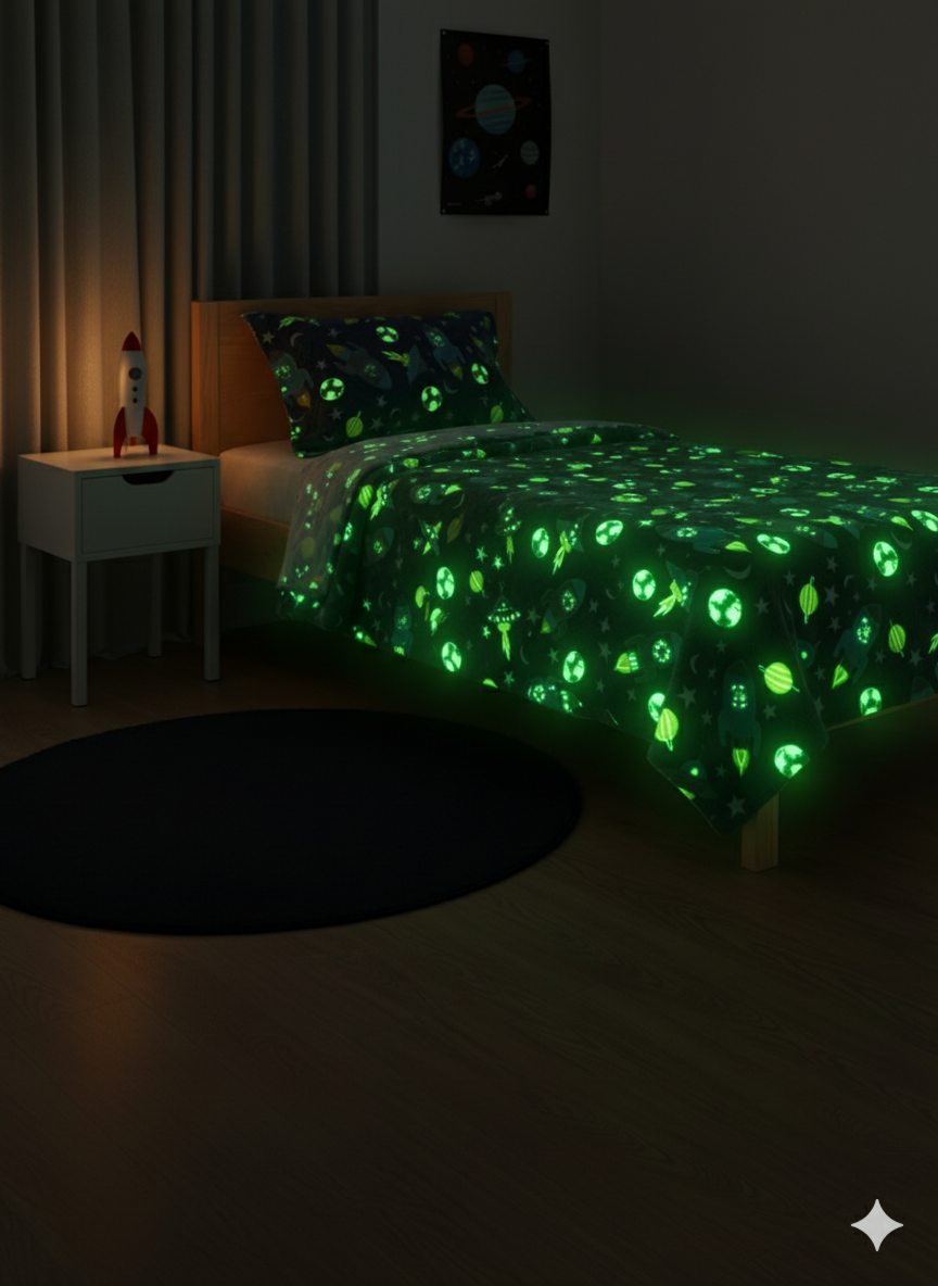 Glow In the Dark Blue Space Blanket + FREE TORCH