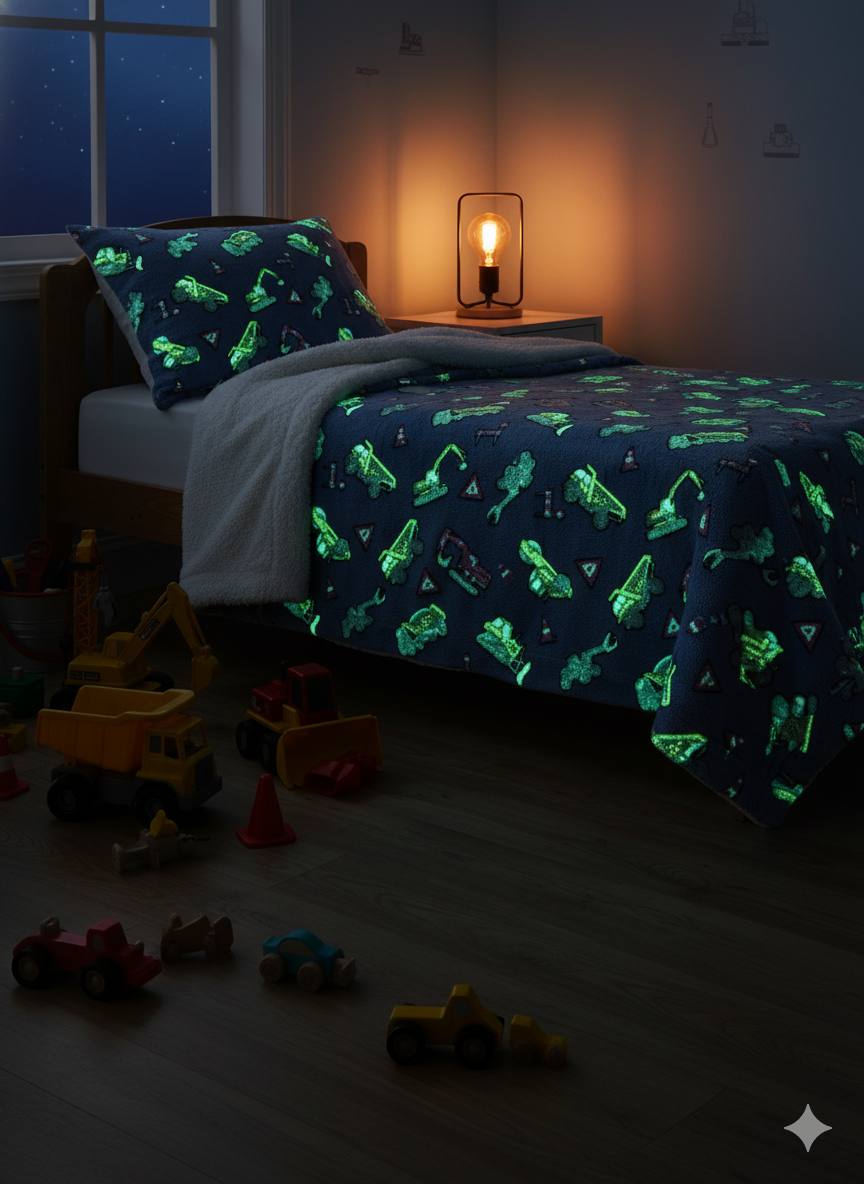 Glow In The Dark Excavator Blanket + FREE TORCH