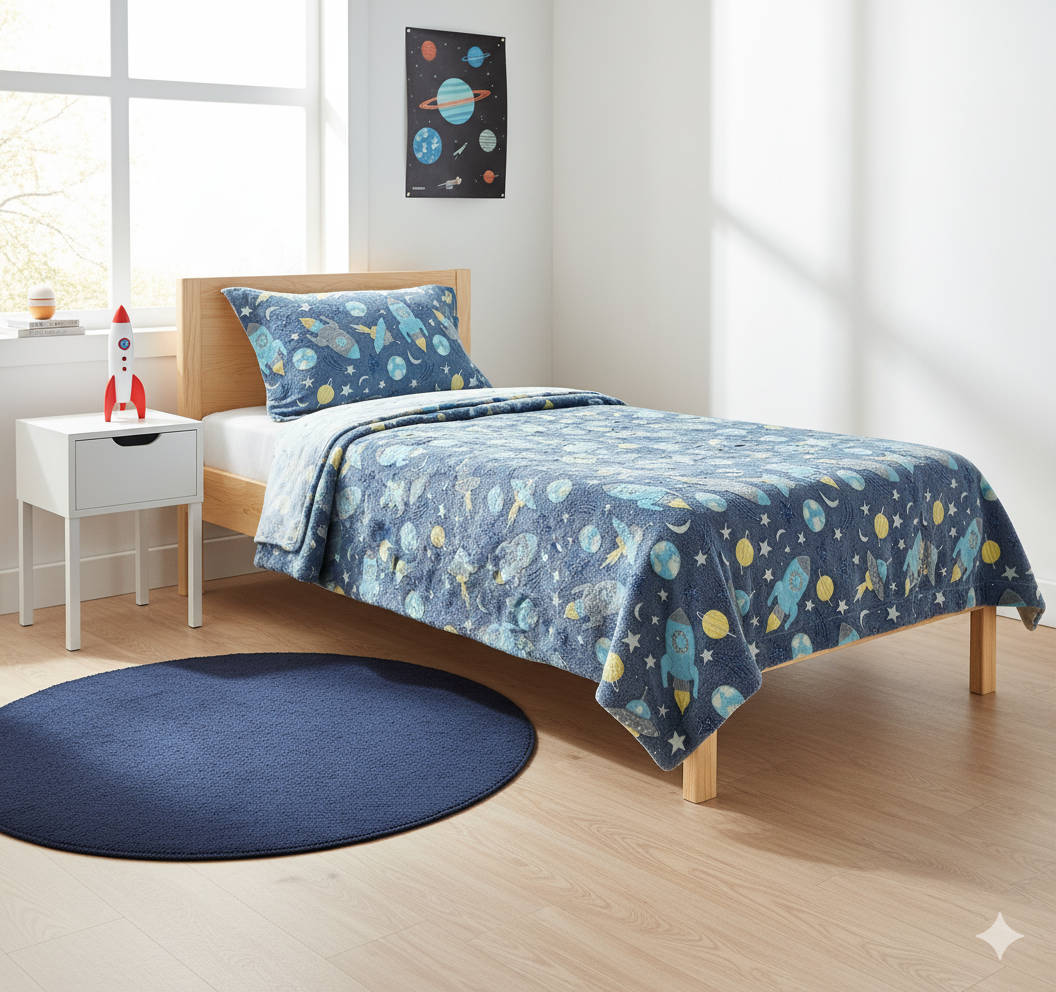 Glow In the Dark Blue Space Blanket + FREE TORCH