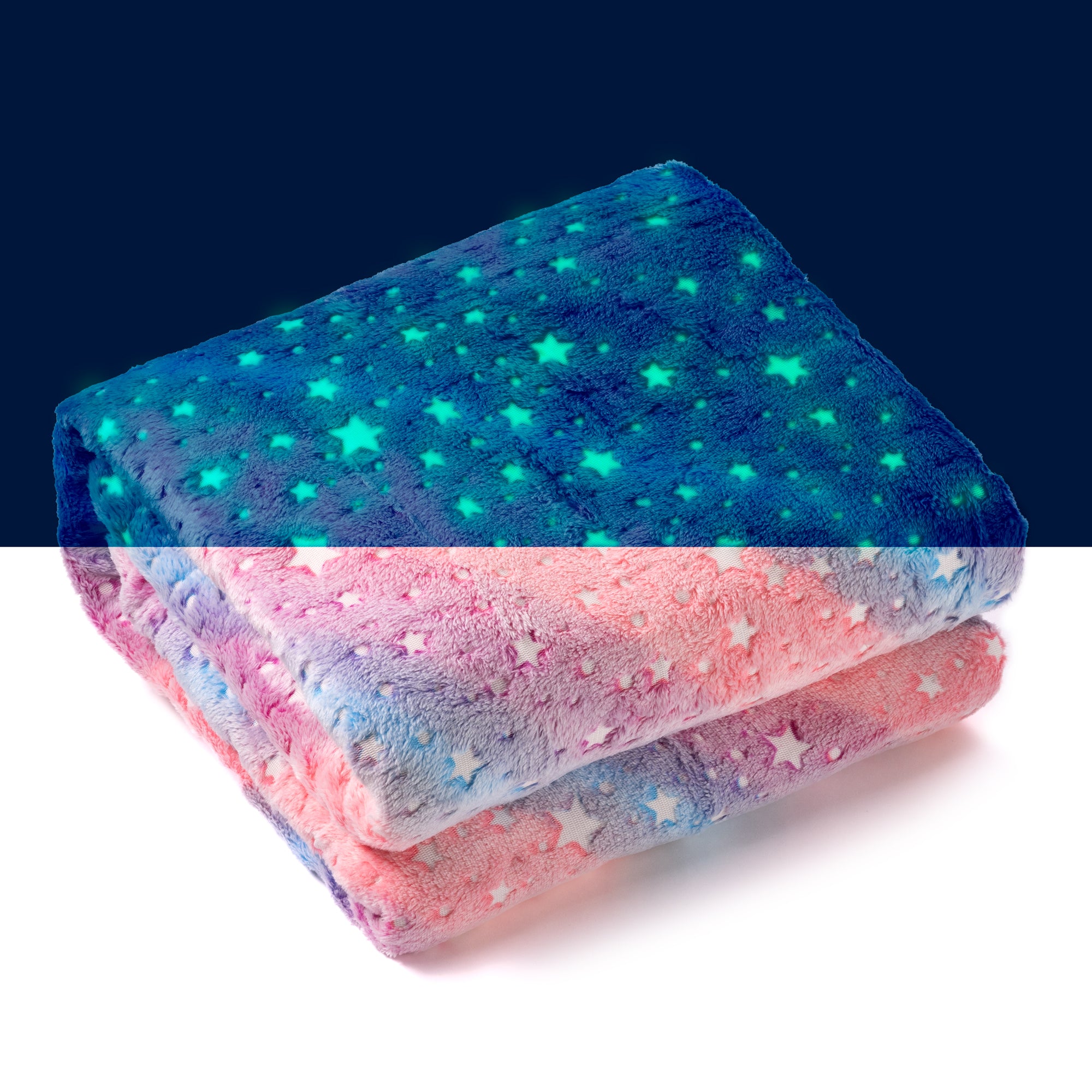 Glow In The Dark Rainbows & Stars Blanket + FREE TORCH