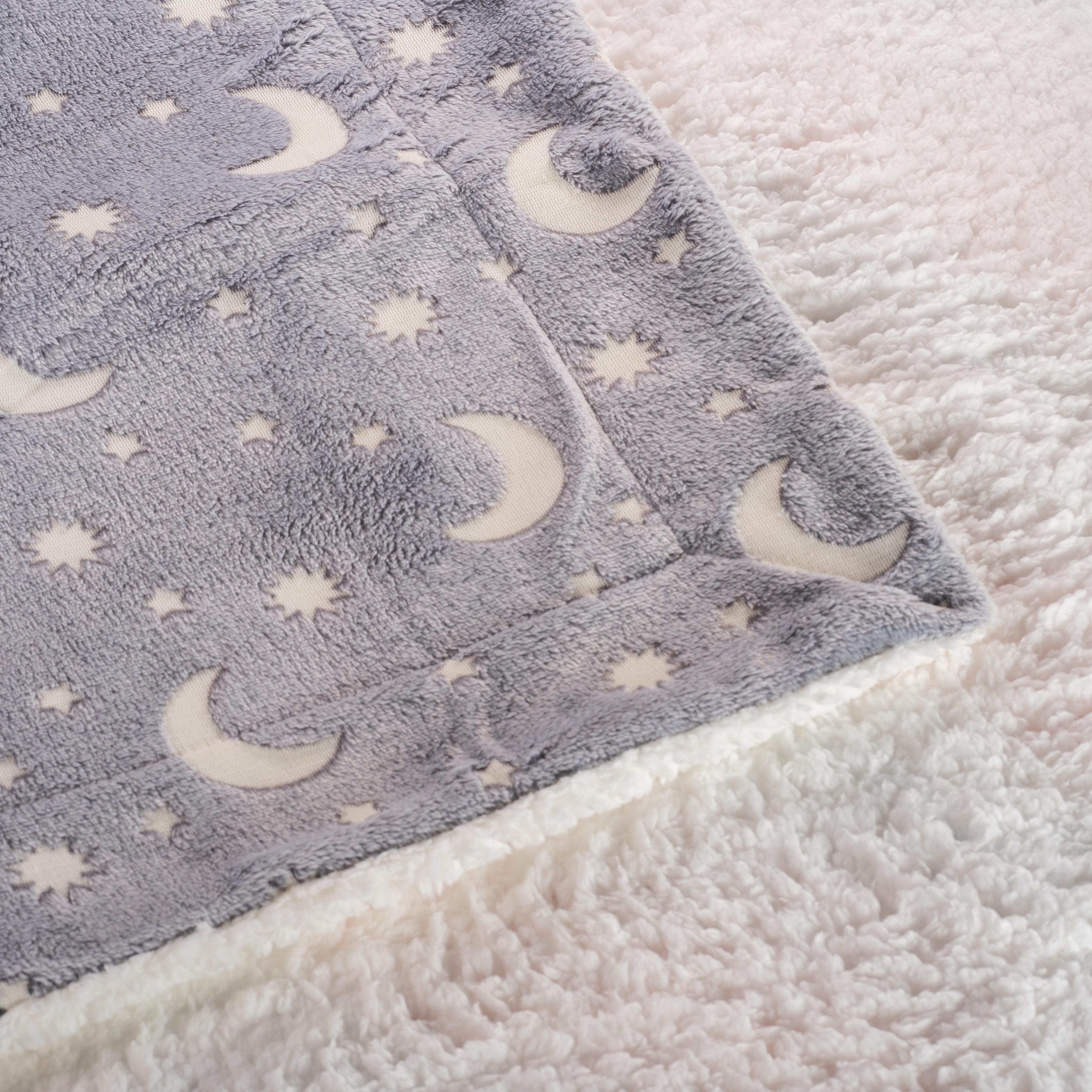 stars and moon blanket with sherpa fleece