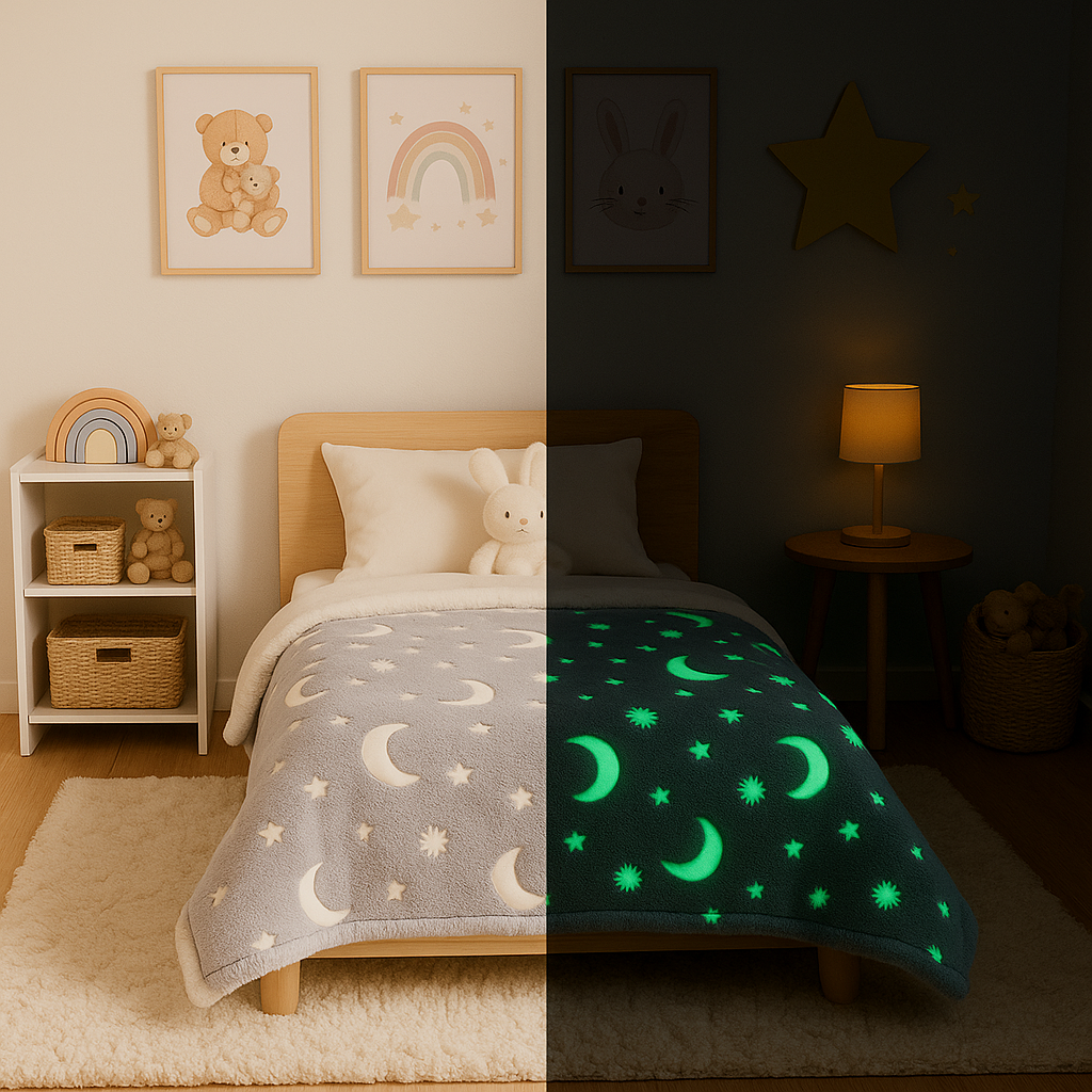 Glow In The Dark Stars & Moon Blanket + FREE TORCH
