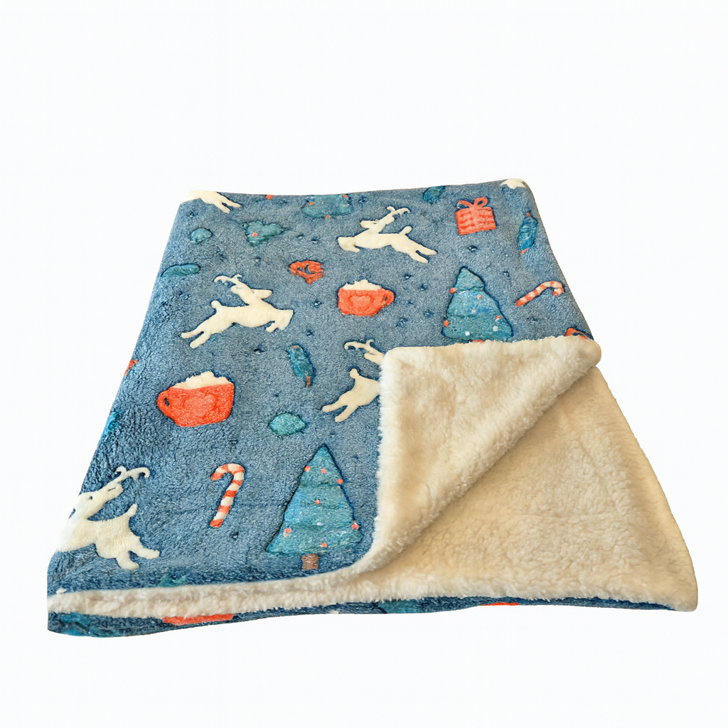 Glow In The Dark Blue Christmas Blanket + FREE TORCH