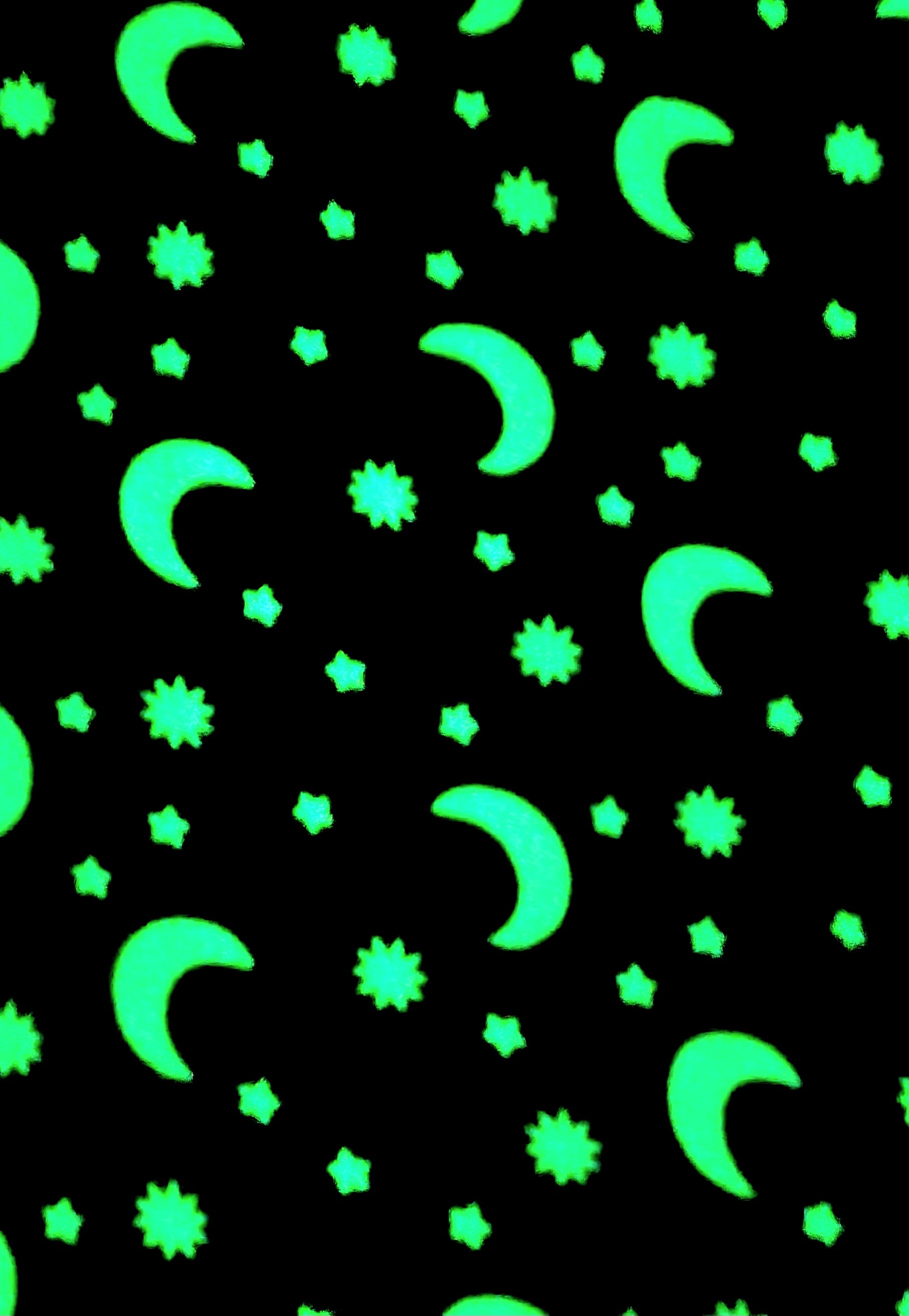 Glow in the dark blanket stars and moons glowing in the dark.
