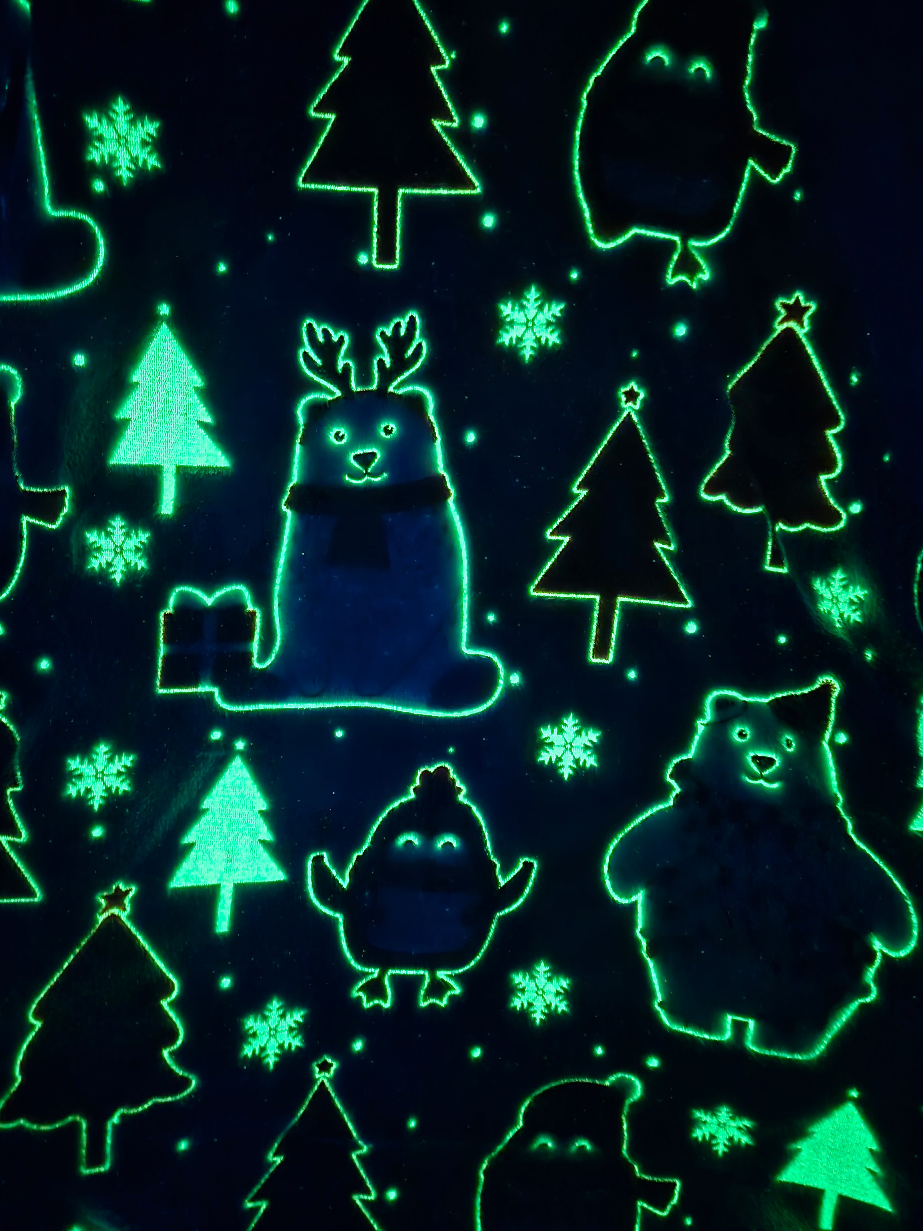 Glow In The Dark Silver Christmas Blanket + FREE TORCH