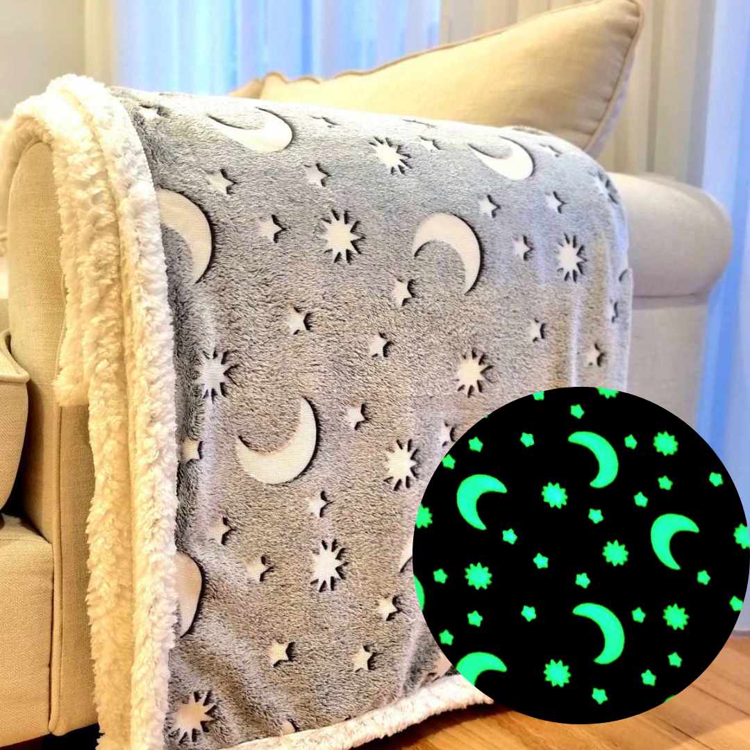 Glow in the dark blanket stars and moon.