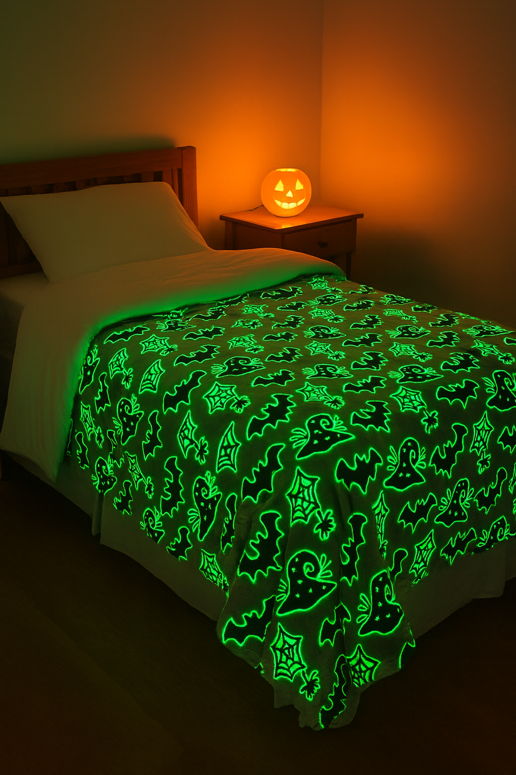 Glow In The Dark Halloween Blanket + FREE TORCH