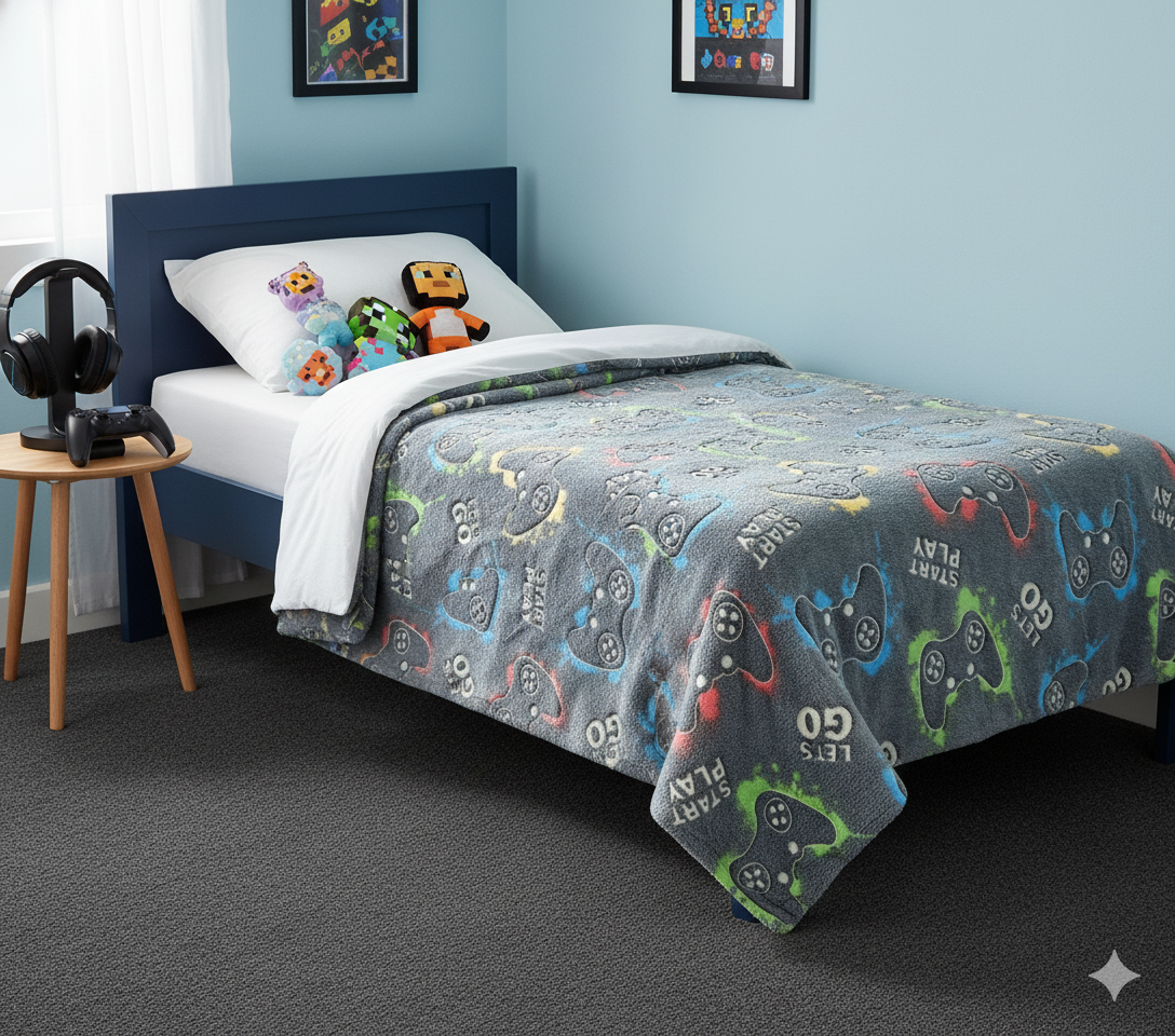 Glow In The Dark Gamer Blanket +FREE TORCH