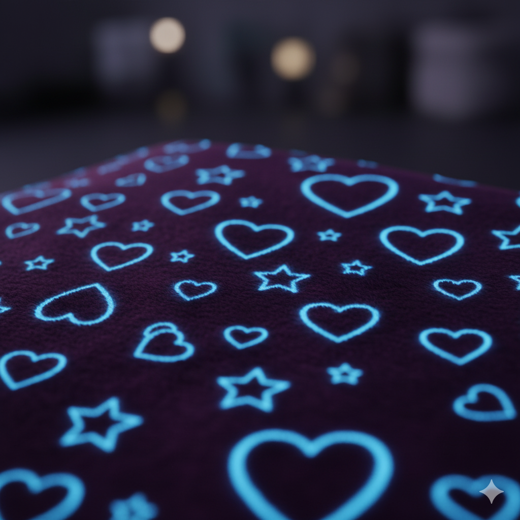 Glow In The Dark Pink Hearts Blanket + FREE TORCH