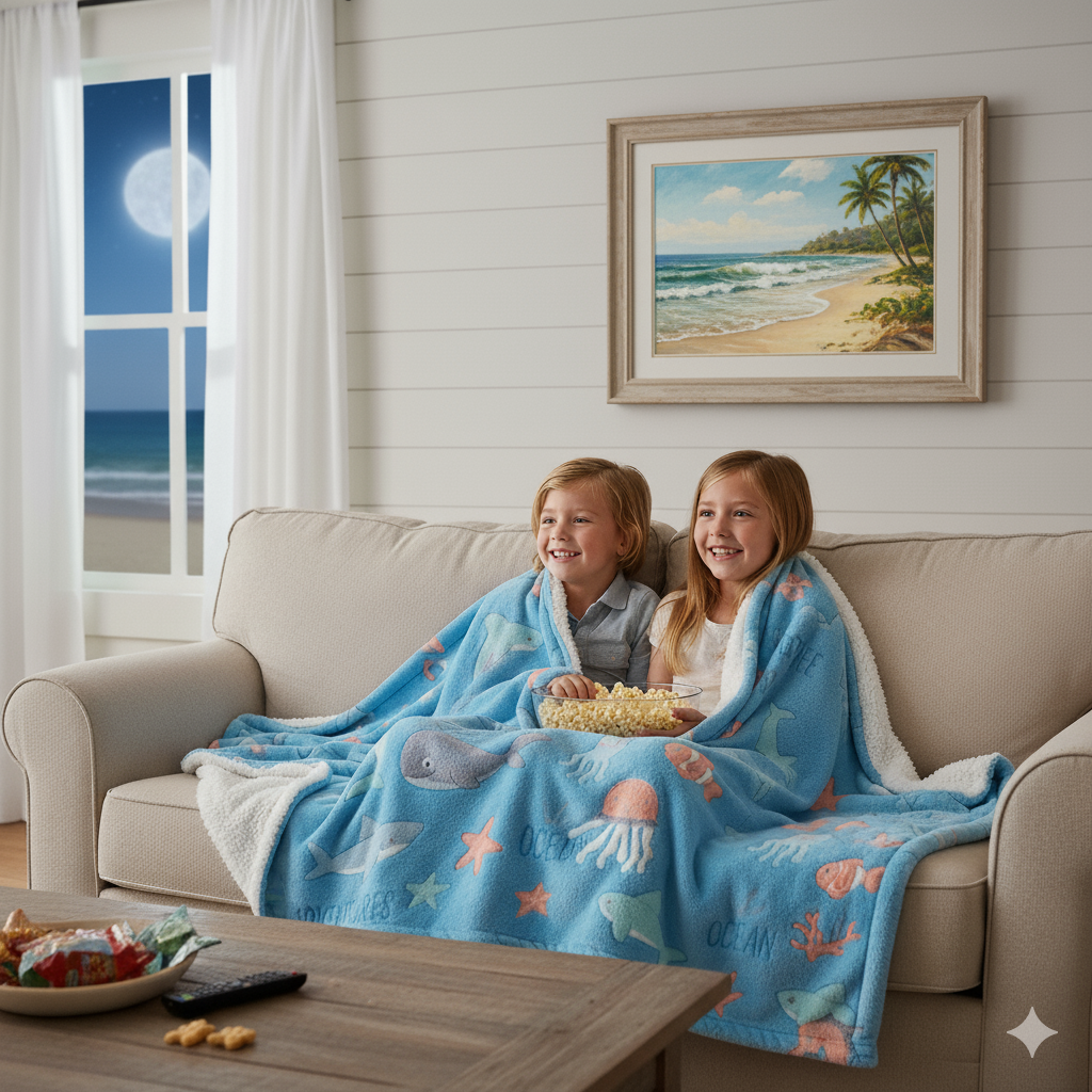 Glow In The Dark Ocean Blanket + FREE TORCH