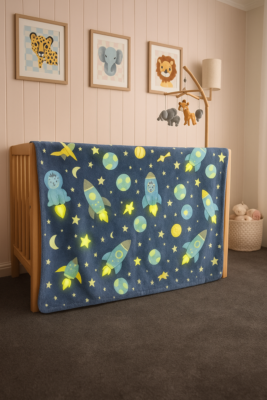 Glow In the Dark Blue Space Blanket + FREE TORCH