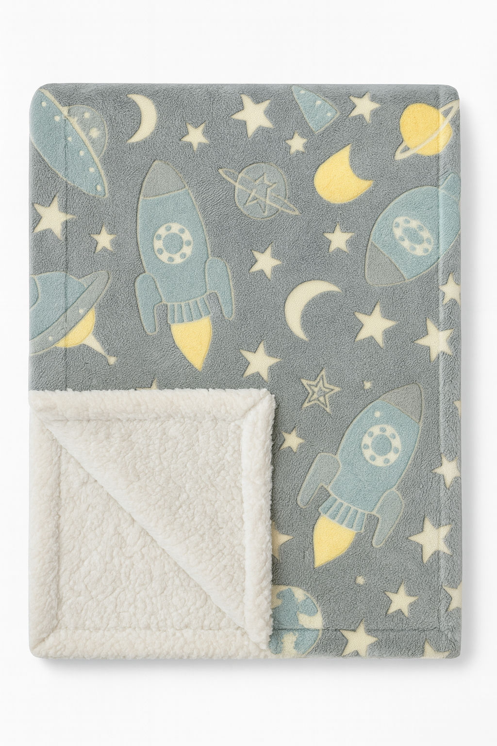Glow In The Dark Grey Space Blanket Light Blue + FREE TORCH